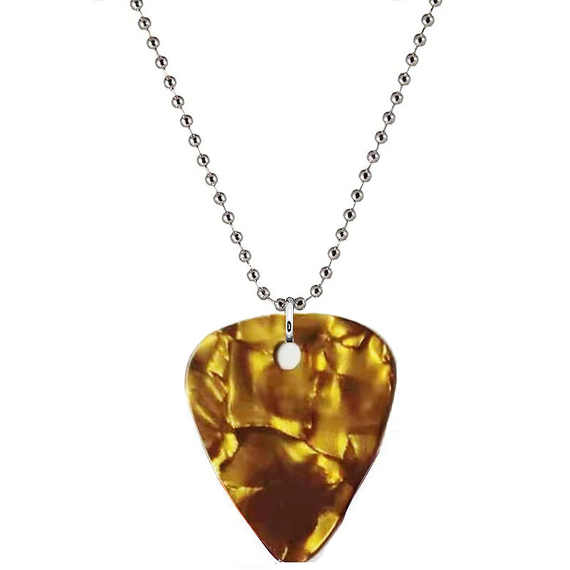 Wholesale Guitar Pick Red Print Stainless Steel Beaded Necklace