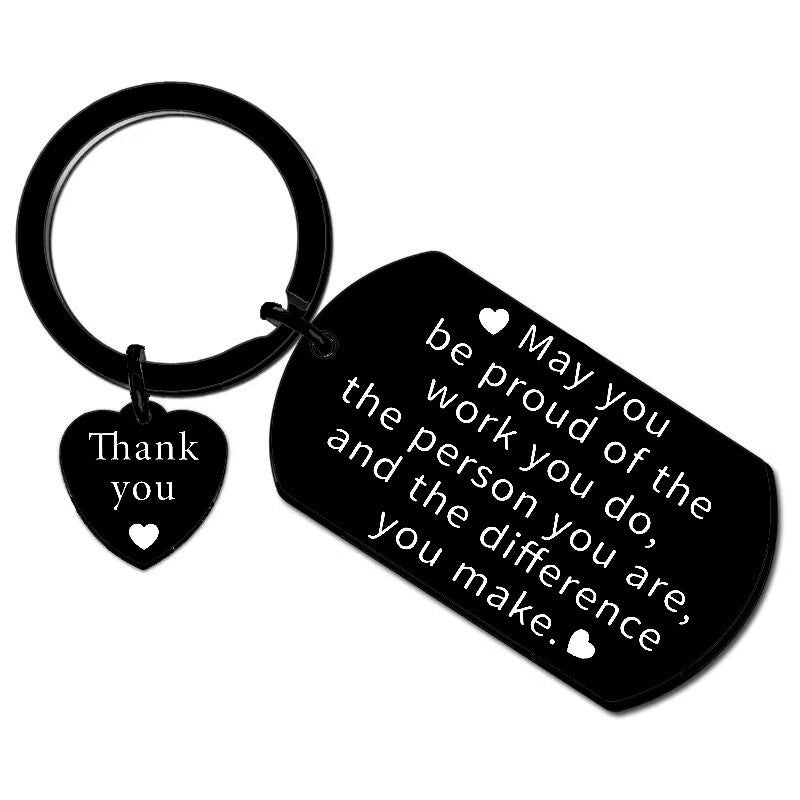 Wholesale European American Style Stainless Steel Inspirational Gratitude Keychain Gift For Family And