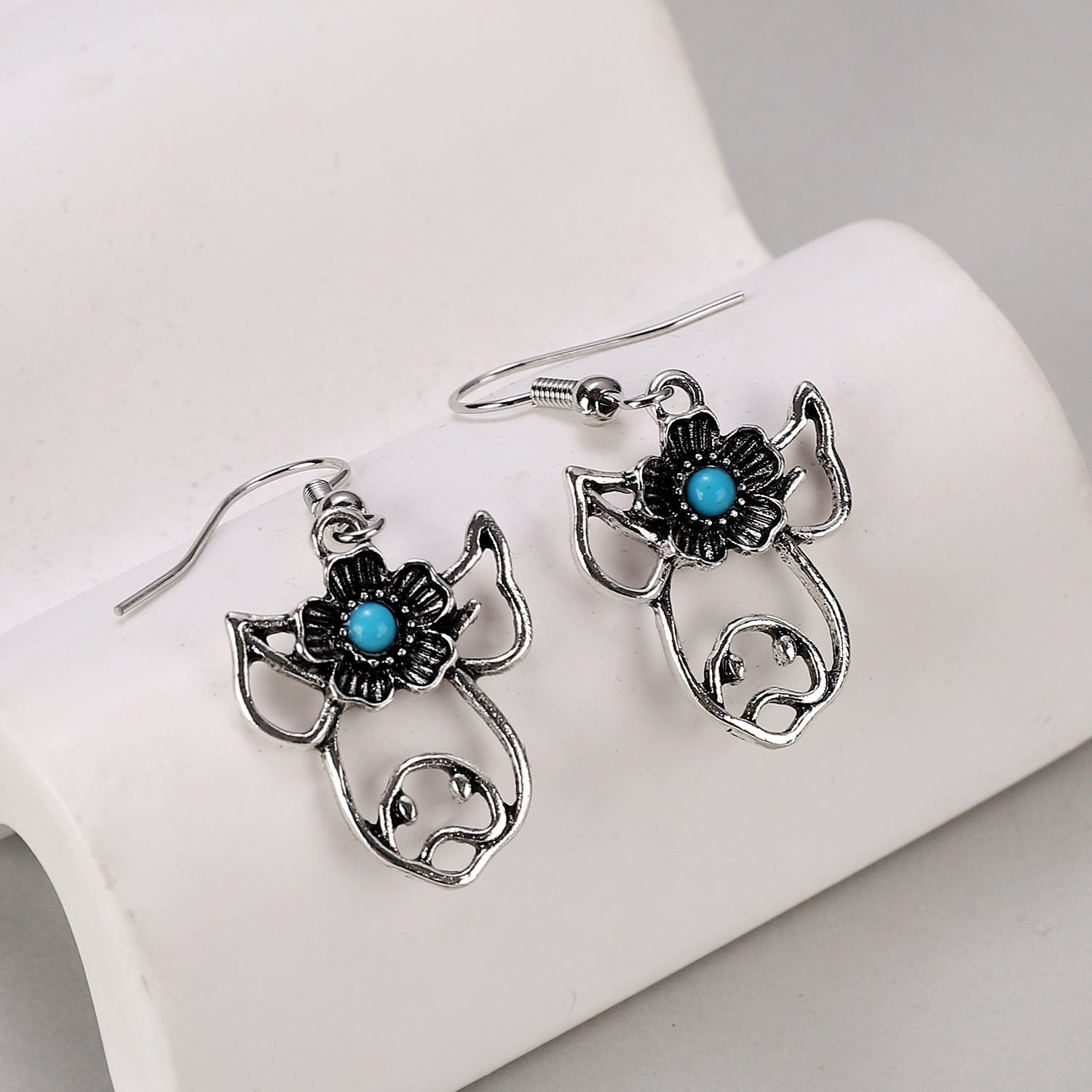 Wholesale  Retro Bohemian Turquoise Hollow Earrings