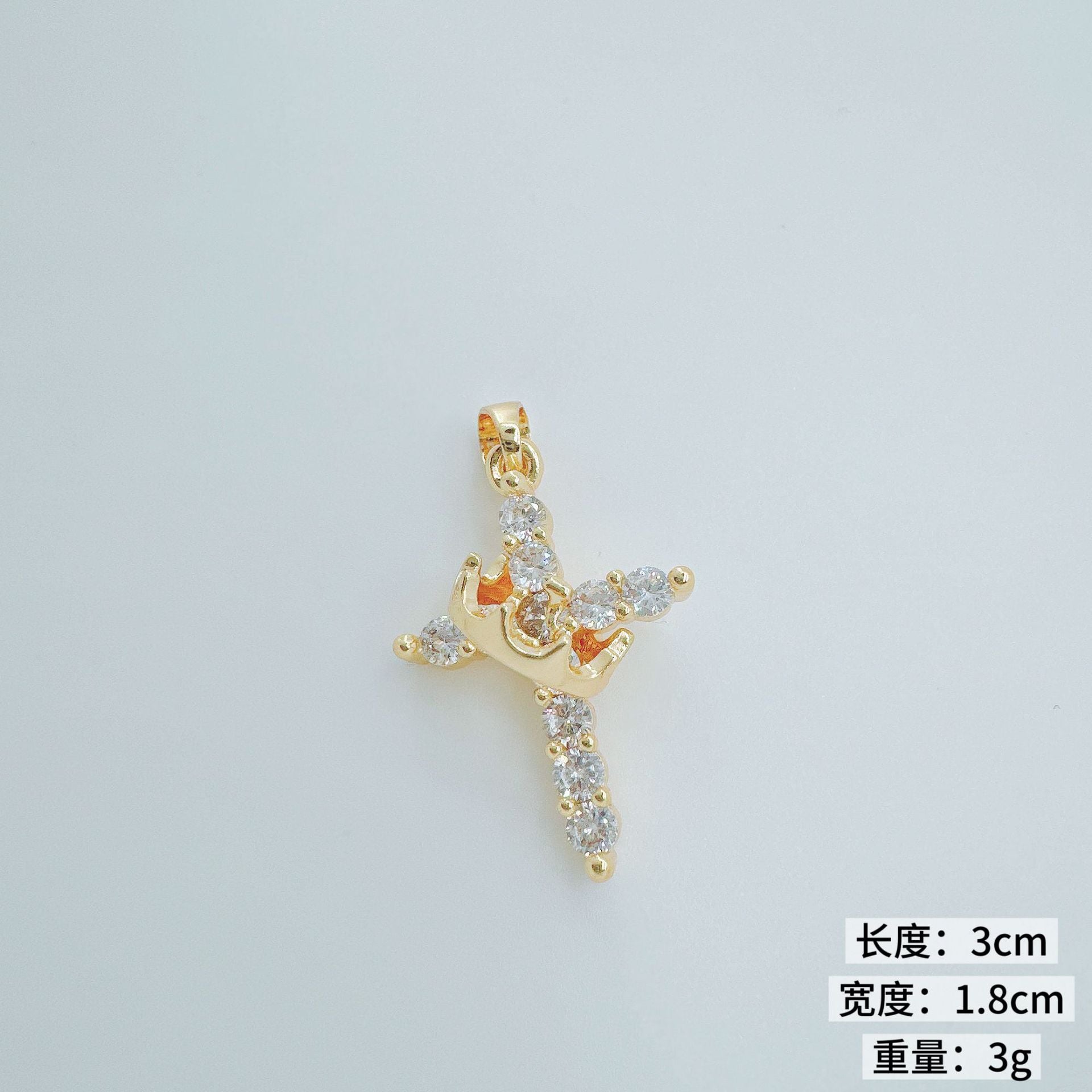 Wholesale Crown Cross Pendant Necklace Copper Electroplated Trendy Jewelry Accessory