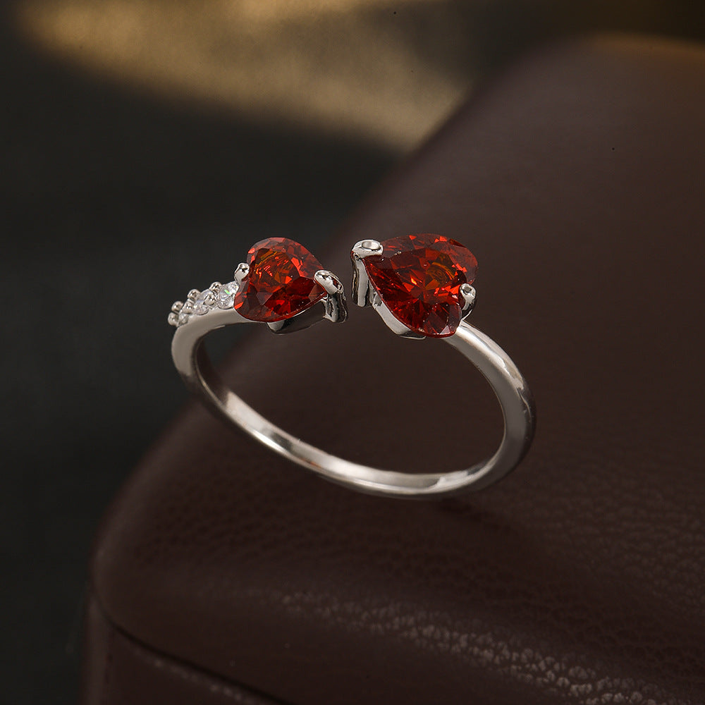 Wholesale Trendy Heart Shaped Zircon Open Ring Jewelry Accessory For Party Gift