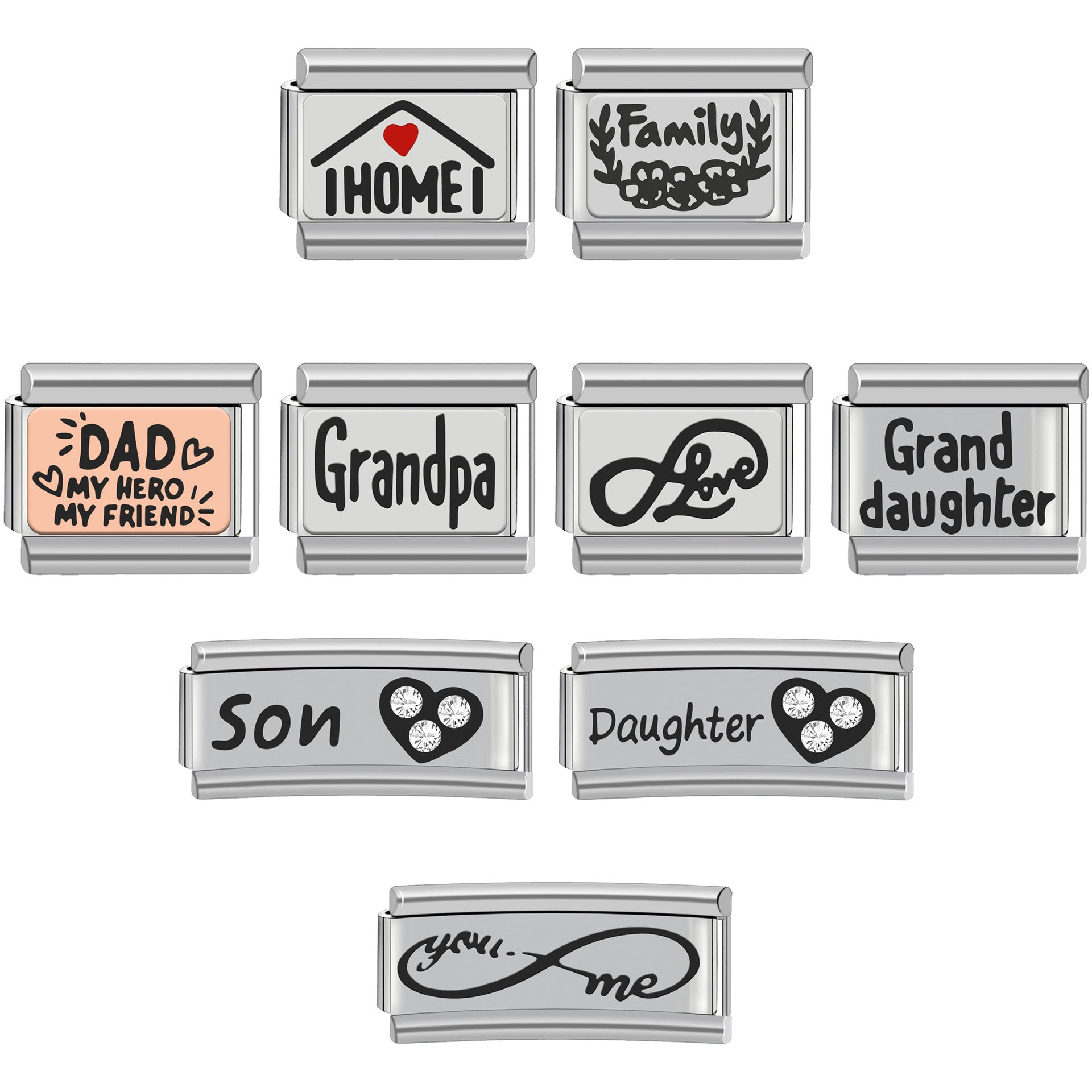 Wholesale 9mm Italian Charm Starter Bracelets DIY square Single Section Creative Stainless Steel Composable Bracelet