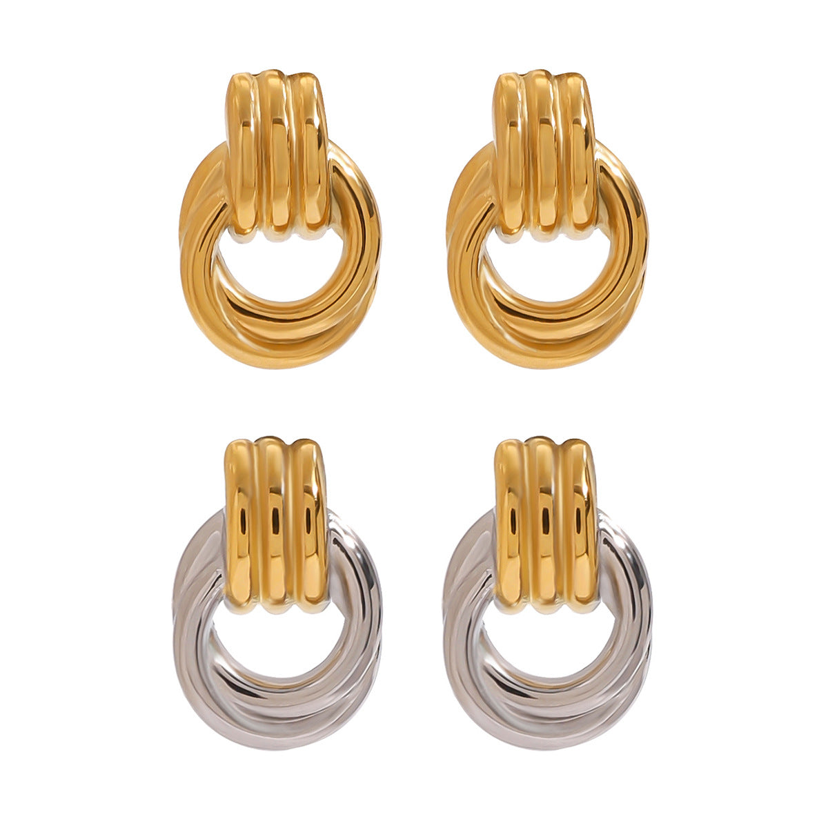 Wholesale  18k gold stainless steel gold and silver color matching earrings