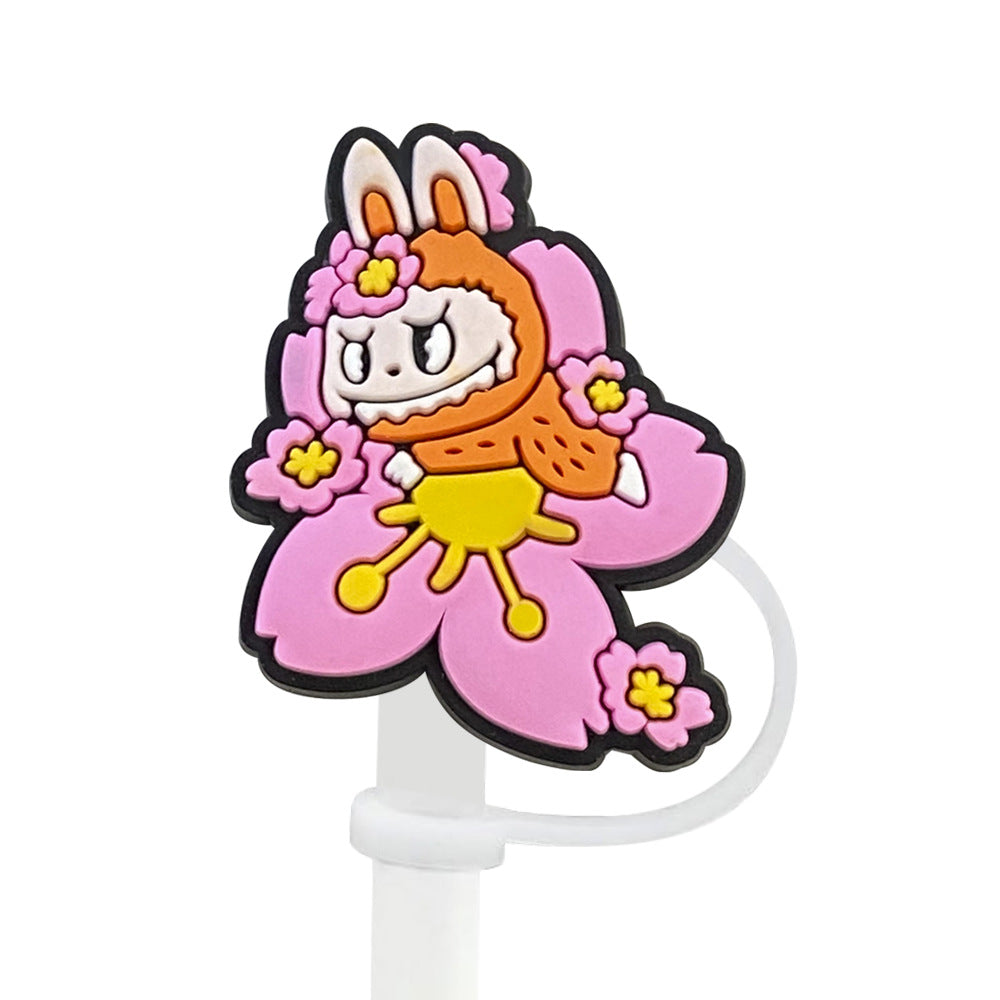 Wholesale Random 100pcs Cute Cartoon 10mm PVC Soft Straw Tube Cap
