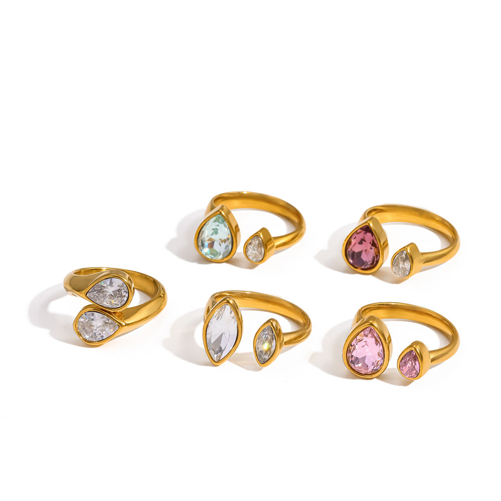 Wholesale Adjustable 304 Stainless Steel Gold Plated Geometric Ring Chic Jewelry Accessory