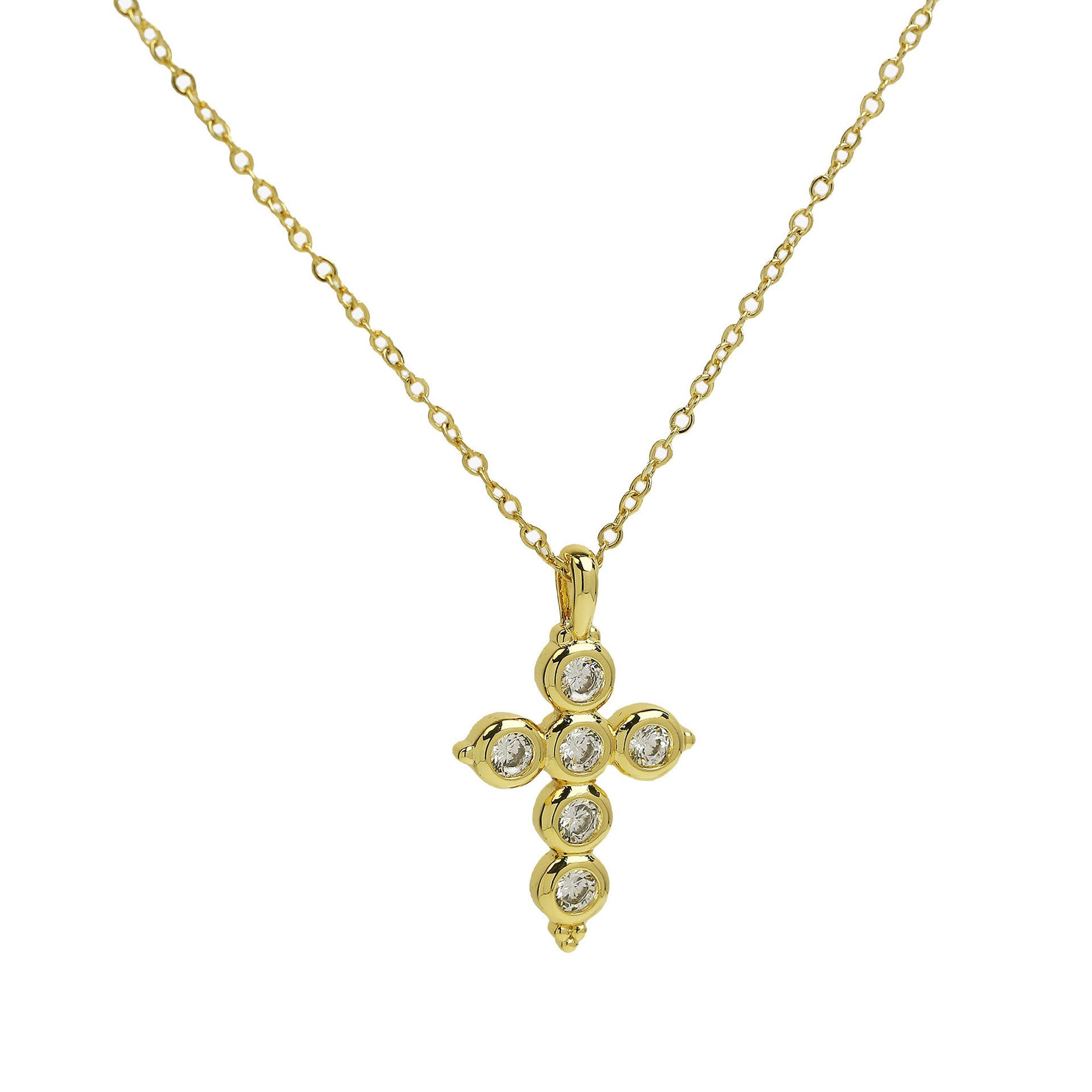 Wholesale 18k Brass Large Zircon Cross Necklaces ACC-NE-BaiYi005