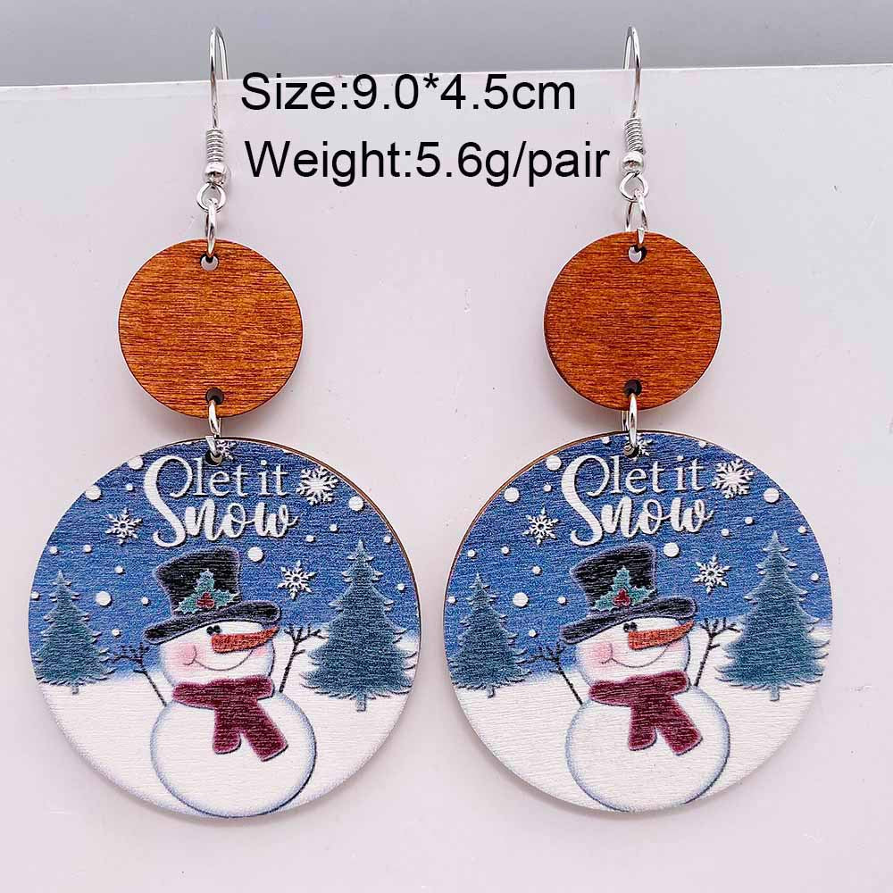 Wholesale  Christmas Earrings Retro Style Wooden Geometric Splicing Earrings