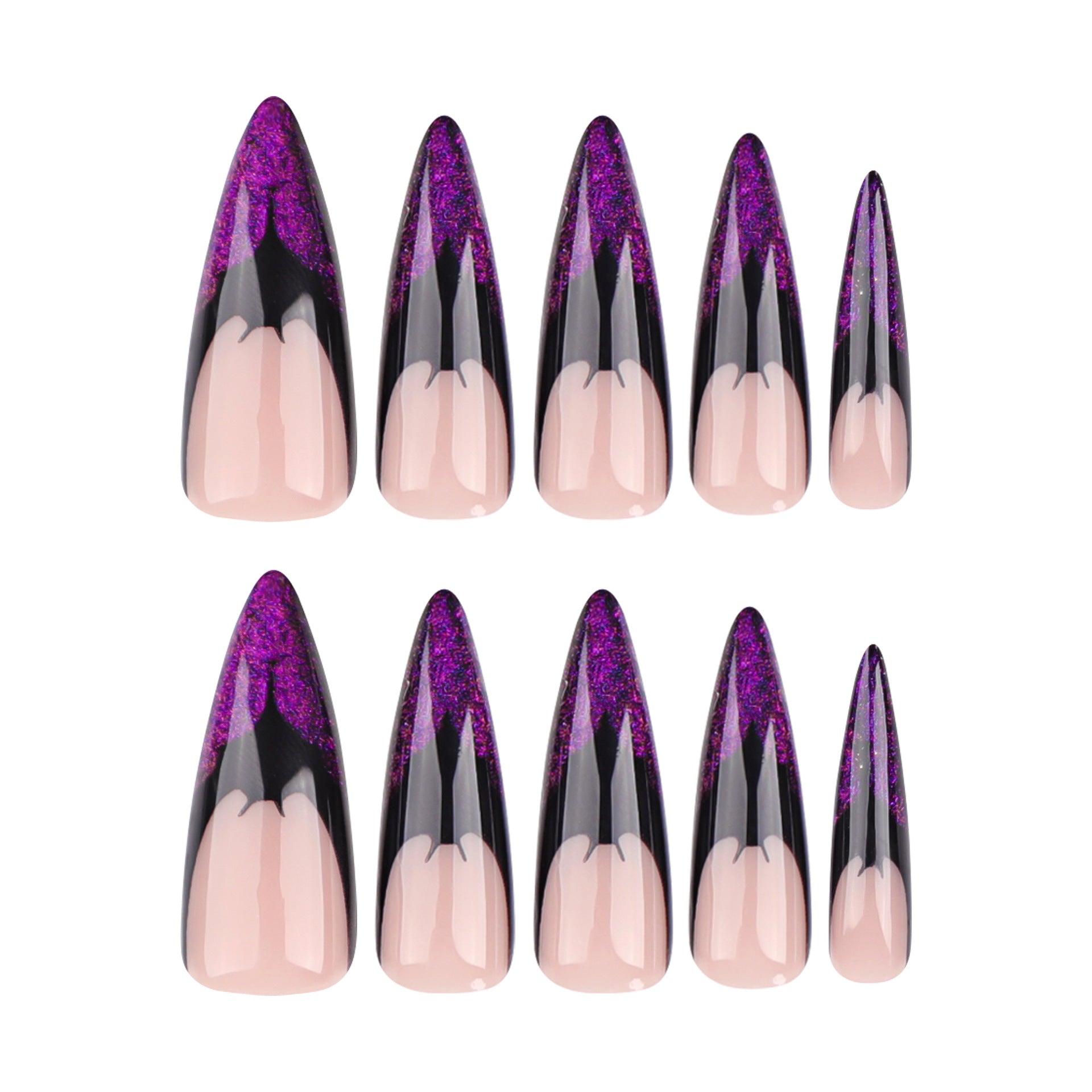 Wholesale 24 Pieces/box Halloween Purple Bat Wearable Press-on Nails Kits ACC-NS-LeFan012