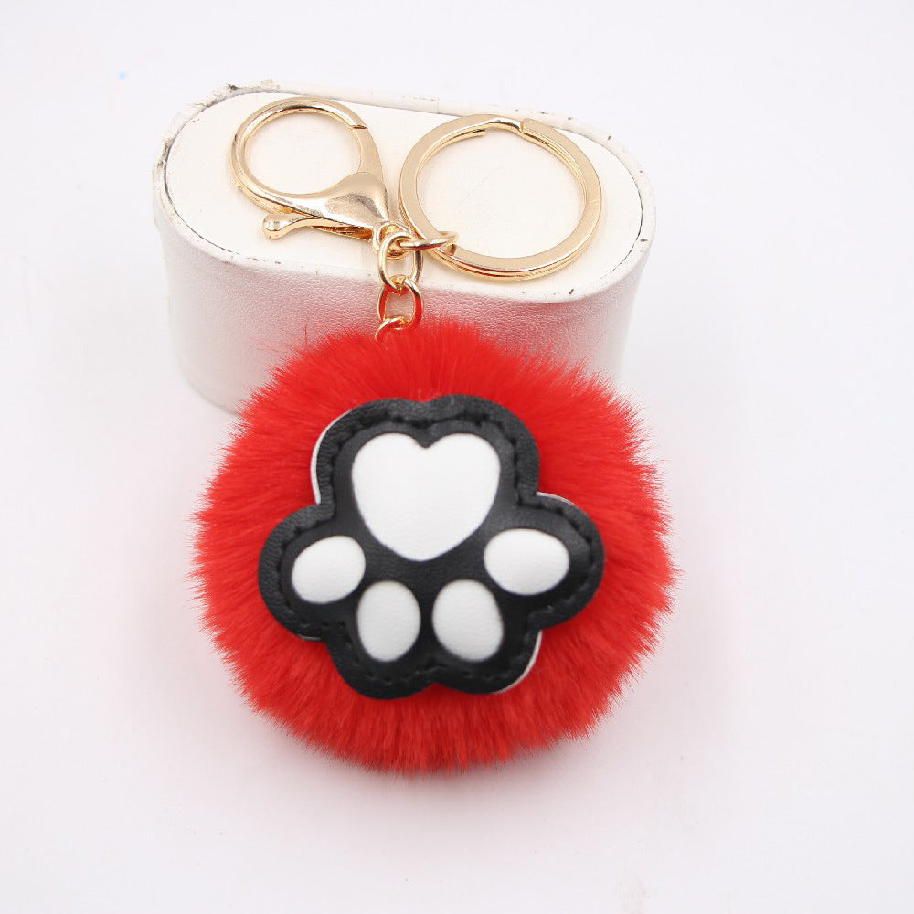 Wholesale Cute Cat Paw Pom Pom Keychains ACC-KC-Zuge006