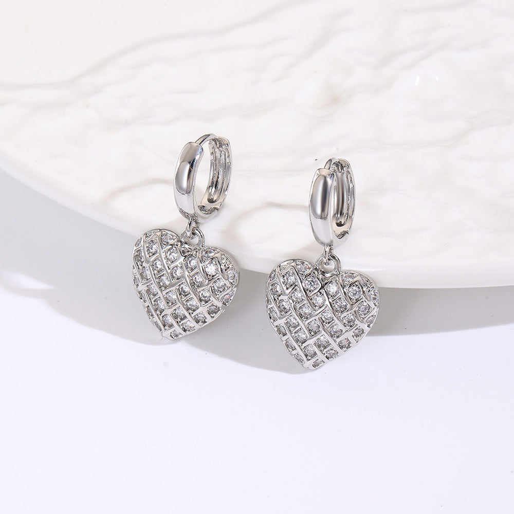 Wholesale Heart  Copper-Plated 18K Inlaid with Zircon Exaggerated  Earrings
