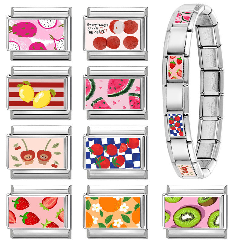 Wholesale Fruit-Themed Italian Modular Multifunctional DIY Creative Birthday Gift Retro Connectable Jewelry Accessories Bracelet