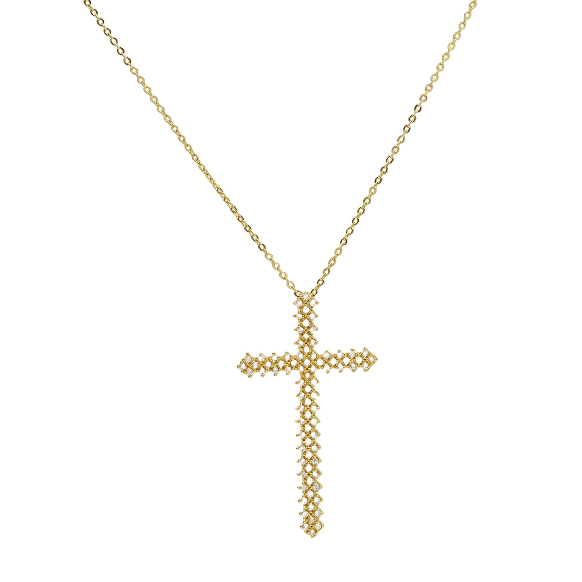 Wholesale 18k Brass Large Zircon Cross Necklaces ACC-NE-BaiYi005