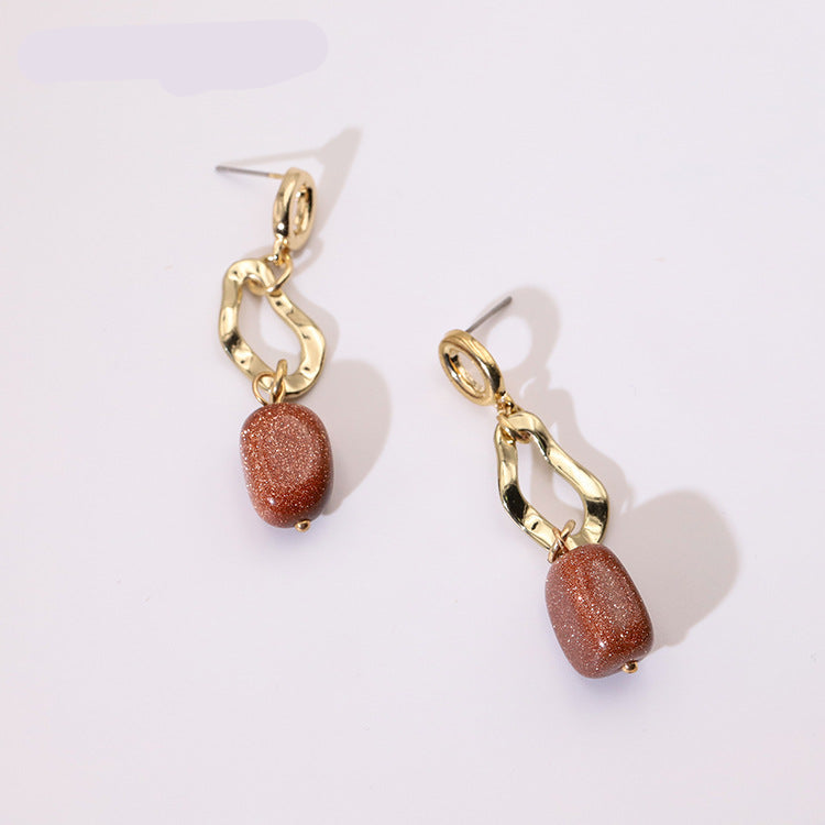 Wholesale simple temperament wild stone pendant female earrings