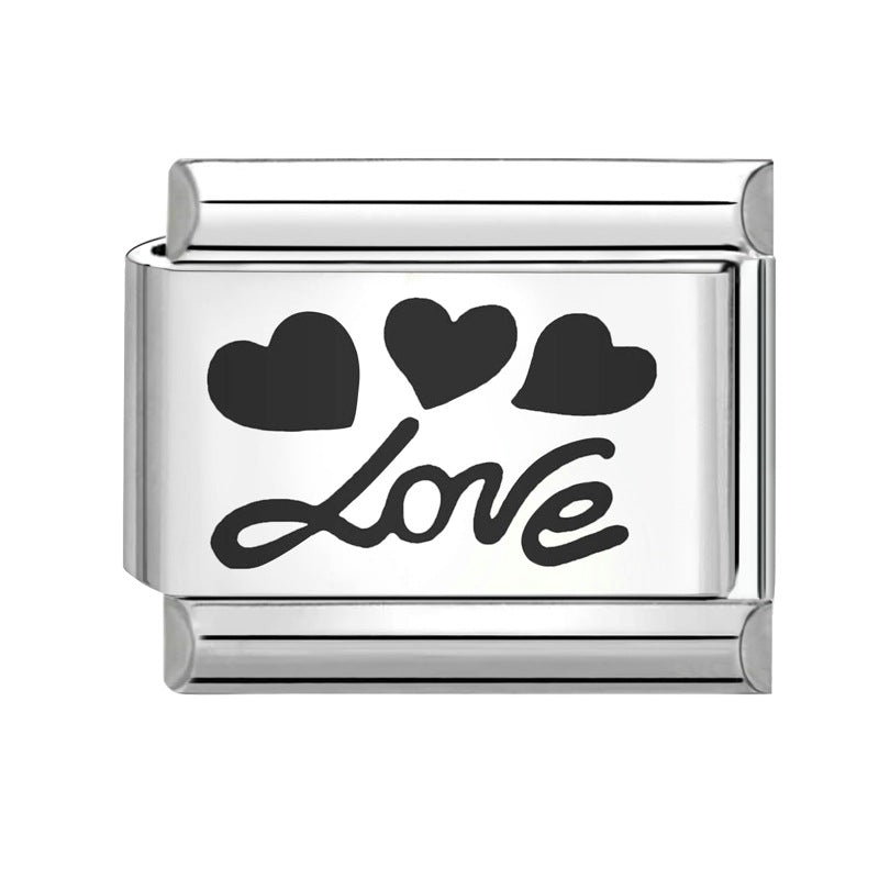 Wholesale  Italian Charm Bracelet 9mm DIY Splicing Removable Black and White Series Stainless Steel Composable Bracelet