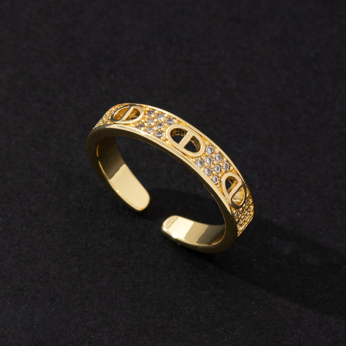 Wholesale Starry Zircon Ring Korean Fashion Cat Eye Couple Adjustable Ring Copper Jewelry Accessory For Boutique Resale