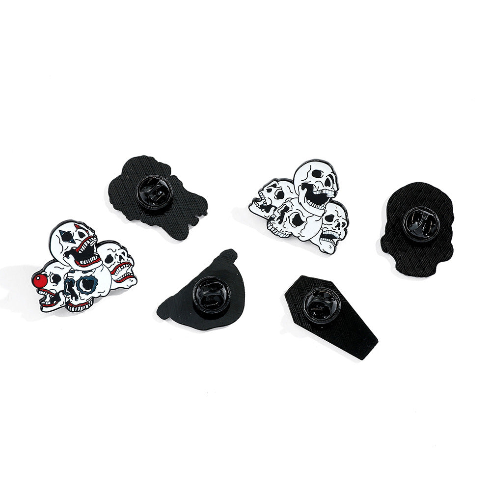 Wholesale  horror element hollow skull mask lily gold drop oil badge decoration