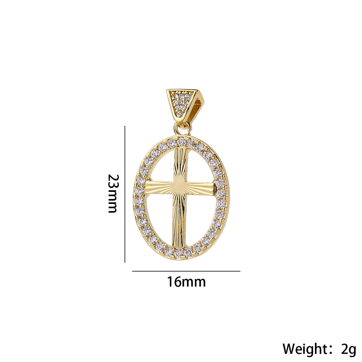 Wholesale Vintage Cross Pendant Gold Plated Brass Zircon DIY Necklace Fashion Accessory