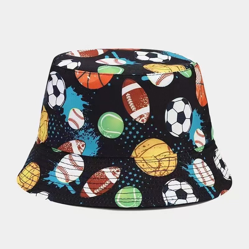 Wholesale Printed Cartoon Fisherman Hat,  Double-Sided Retro Sunshade,  Casual Outdoor Hat for Men Women