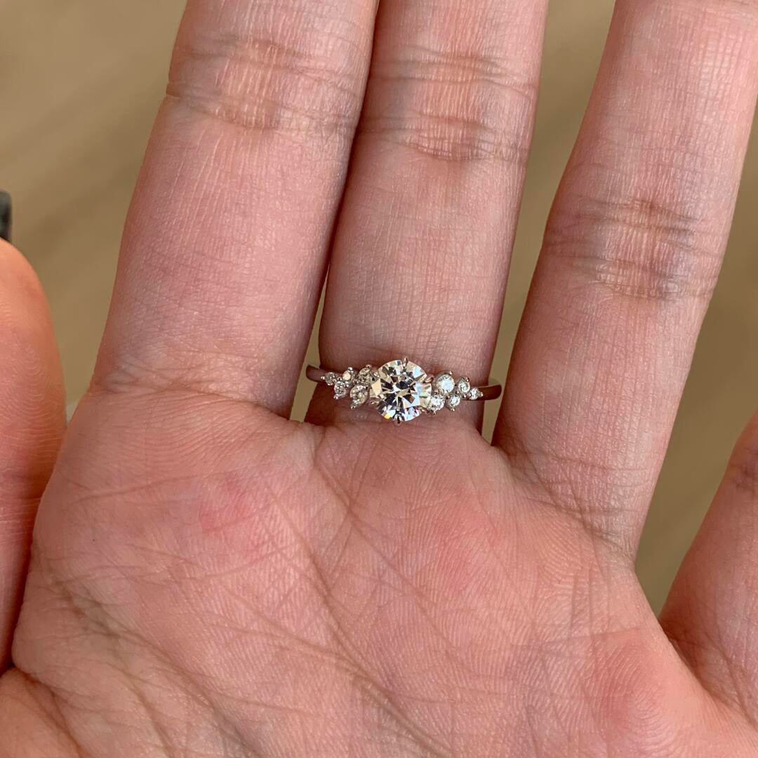 Wholesale Trendy Instagram Small 1 Carat Moissanite Berlin Love Letter Ring Niche Design Adjustable Diamond Women' s Ring