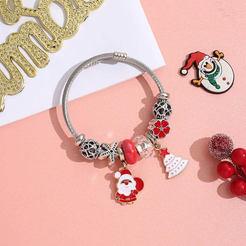 Wholesale Stainless Steel Christmas DIY Beaded Crystal Bracelet  ACC-BT-QingLian006