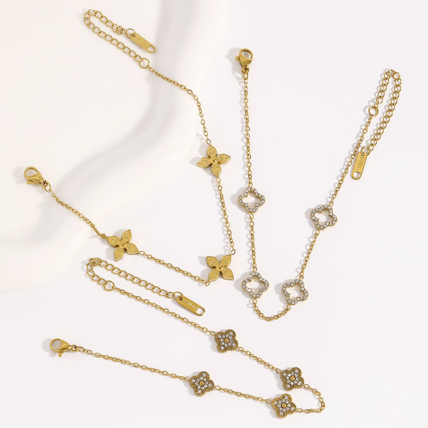 Wholesale Four Leaf Flower Anklet Stainless Steel Adjustable Women S Vacation Jewelry Accessory