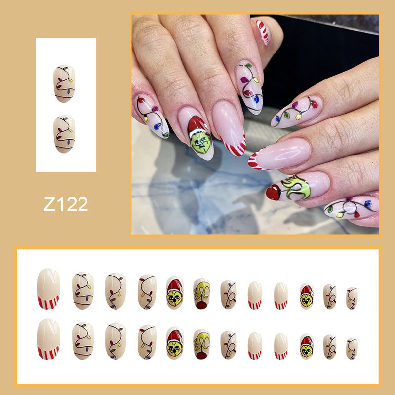 Wholesale 24 Pieces/box Christmas Press-on Nails Kits Nail Stickers ACC-NS-FengLi009