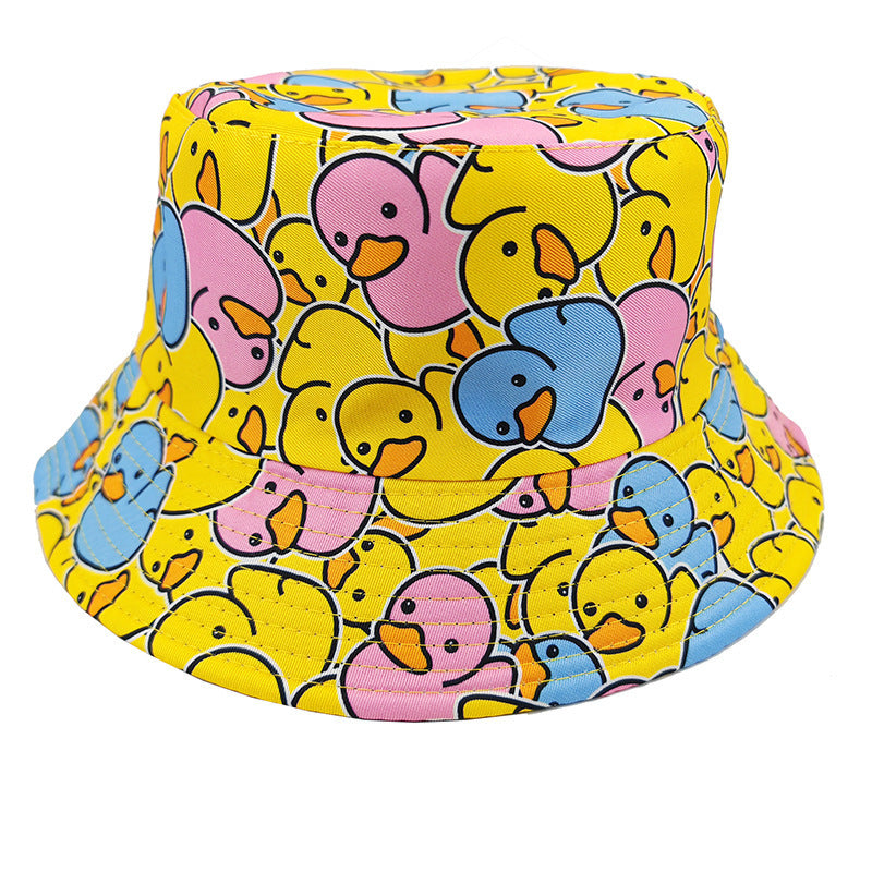 Wholesale Printed Cartoon Fisherman Hat,  Double-Sided Retro Sunshade,  Casual Outdoor Hat for Men Women