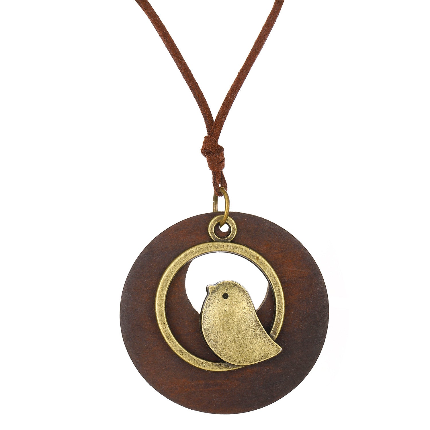 Wholesale Vintage Ethnic Green Wooden Bird Pendant Long Necklace for Women Fashion Accessory