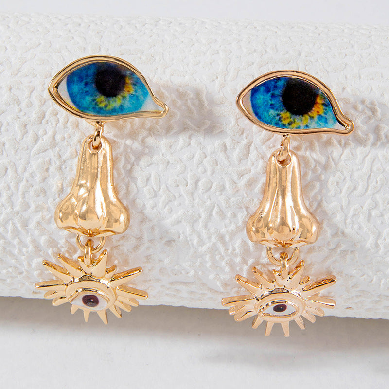 Wholesale Middle-aged Crystal Tassel Pendant Earrings Devil's Eye Exaggerated Atmospheric Earrings Statemente Earrings ACC-ES-YongGe001