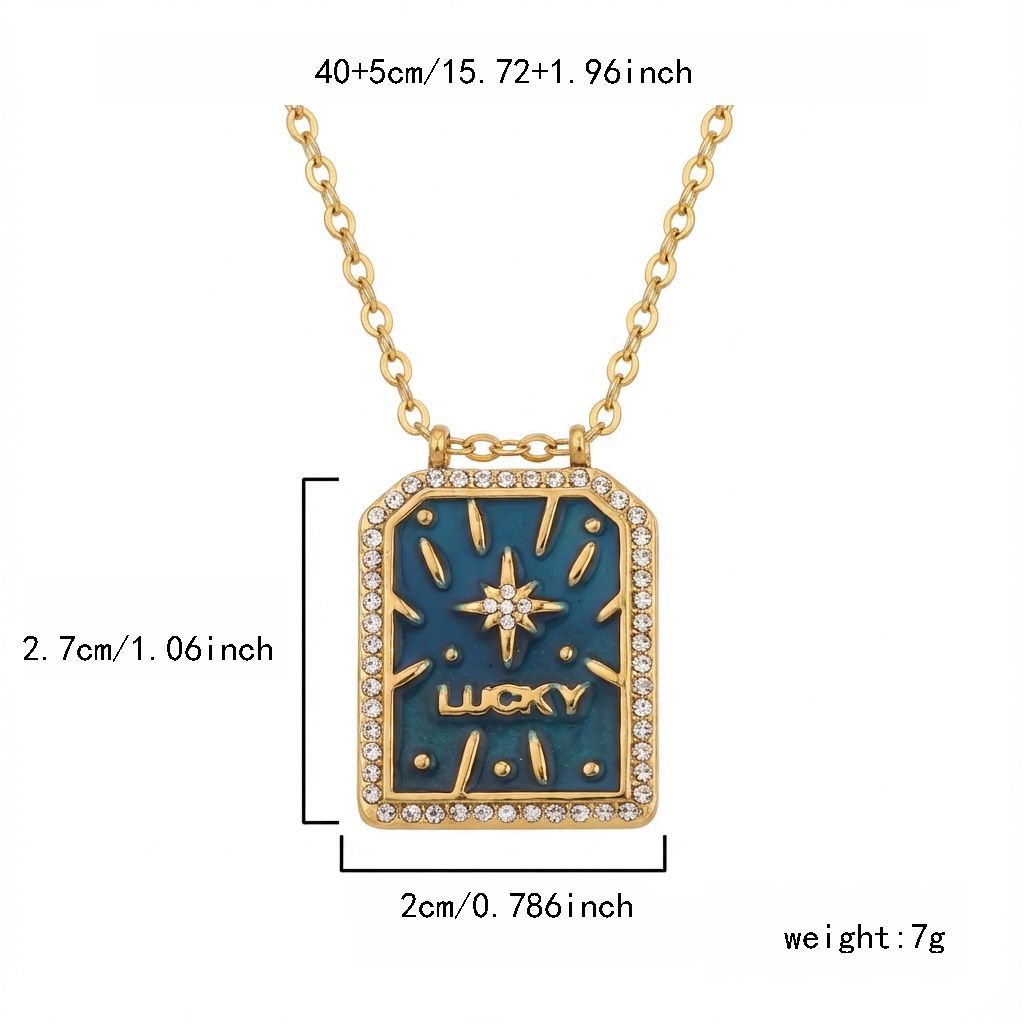 Wholesale Geometric Rectangular Enamel Tarot Card Pendant Necklace