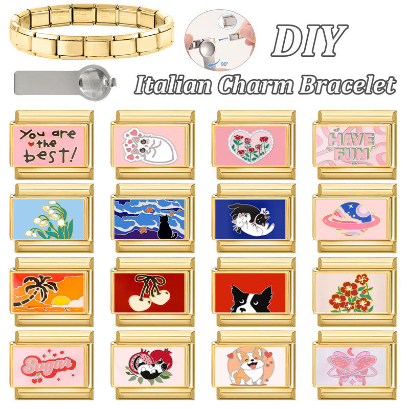 Wholesale Italian Charm Bracelet 9mm DIY Splicing Cute Creative Stainless Steel Composable Bracelet