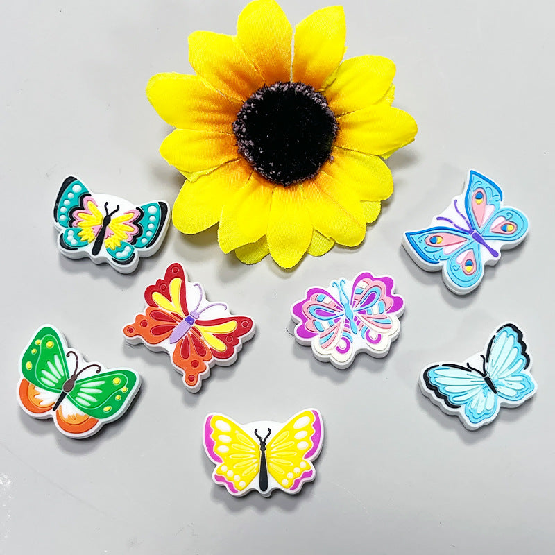 Wholesale Random 10pcs Cartoon Butterfly PVC Soft Glue Focal Beads DIY Beaded Pen Accessories