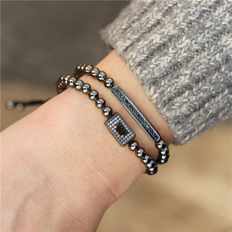 Wholesale Punk Zirconia Crown Adjustable Men's Bracelet