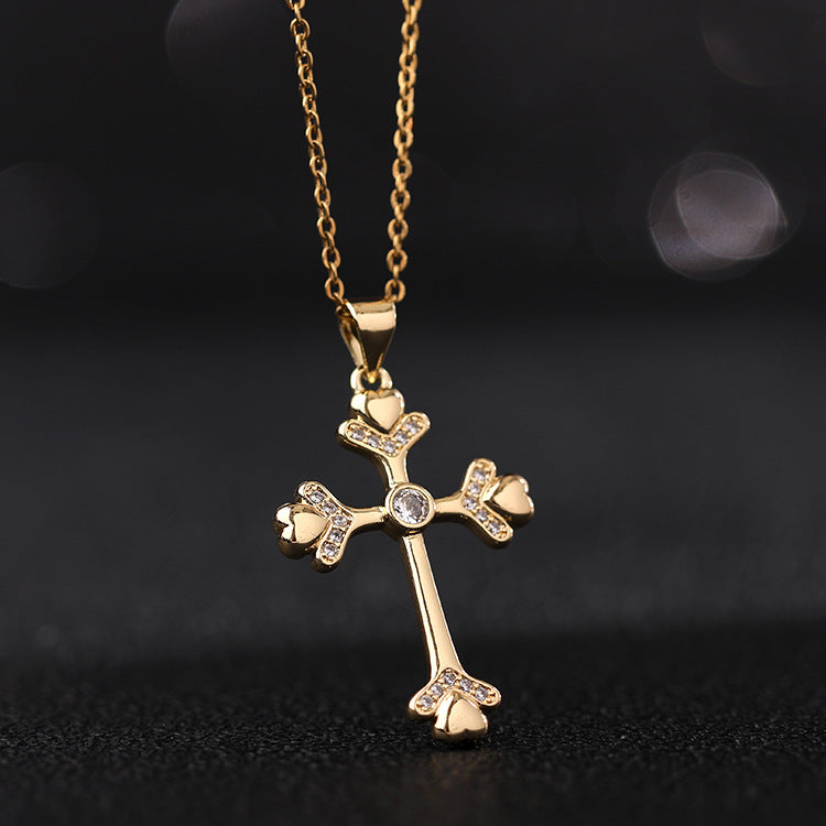 Wholesale Vintage Gold Cross Necklaces Zircon Clavicle Chain Choker Necklace ACC-NE-SY010