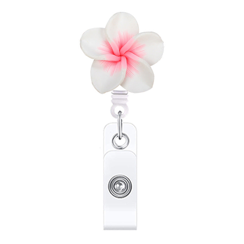 Wholesale Hawaiian Plumeria Badge Reel Handmade Soft y Flower – Casual Bag Charm or ID Accessory