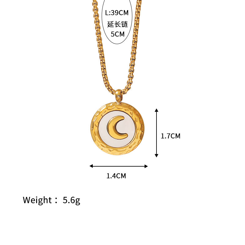 Wholesale shell pearl Stainless steel pendant 18K gold plated color butterfly moon white shell clavicle chain