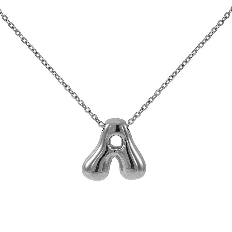 Wholesale  titanium steel smooth bubble letter necklace