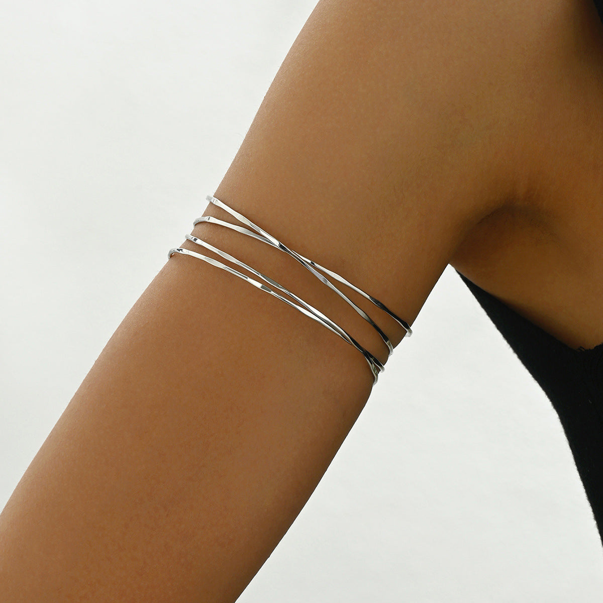 Wholesale Geometric Multi-Layered  Versatile Simple Arm Ring Alloy Material Bracelet