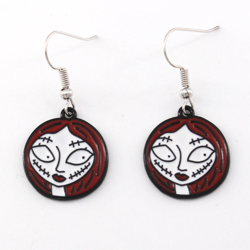 Wholesale Halloween Skull Mummy Witch Alloy Oil Drop Earrings ACC-ES-Liyao005