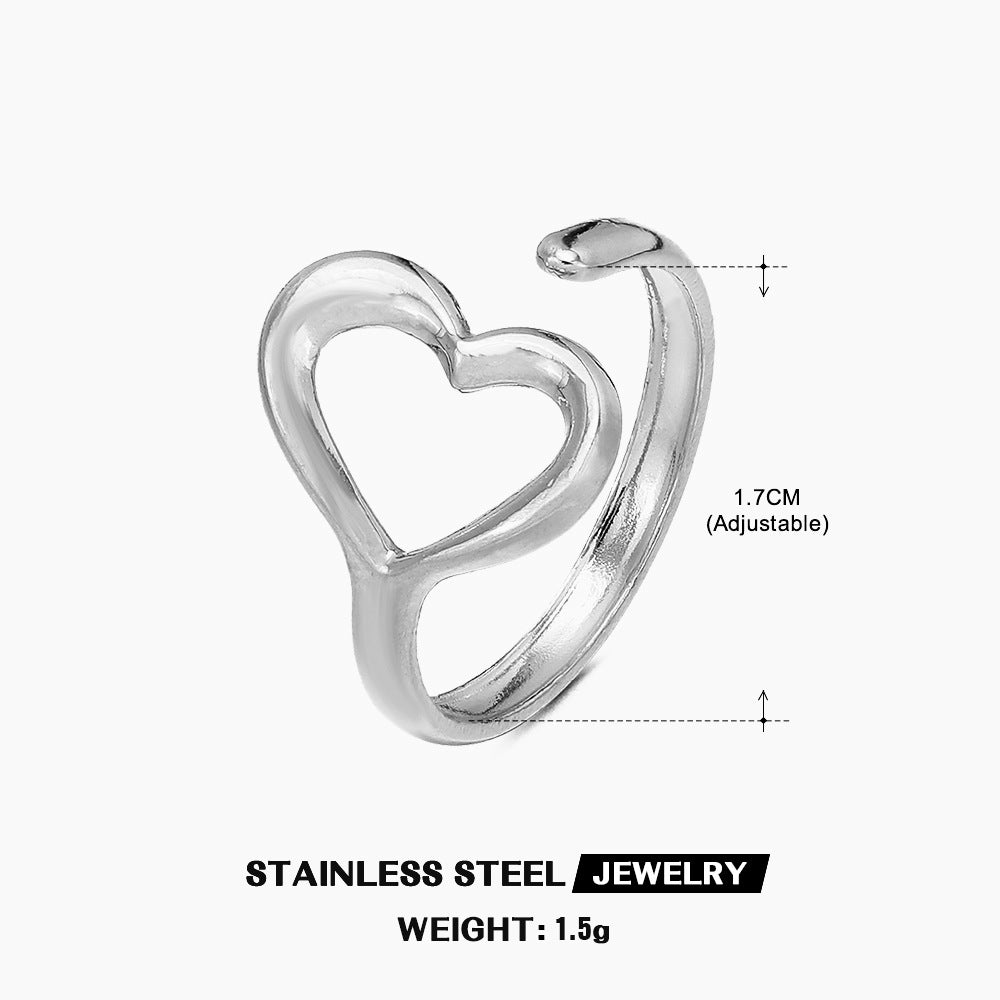 Wholesale Stainless Steel Love Heart 18K Gold Plated Ring