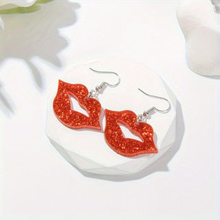 Wholesale  Red Lips Shine Acrylic Earrings