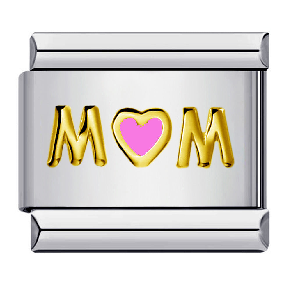 Wholesale Italian Charm Bracelet 9mm DIY Splicing Colored Oil-Drip Petals Stainless Steel Composable Bracelet