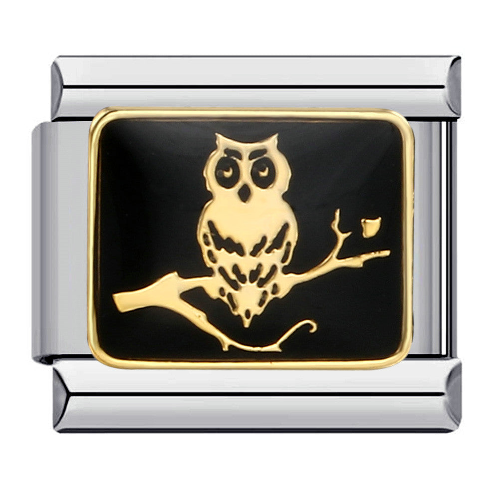 Wholesale Italian Charm Bracelet 9mm DIY Splicing Removable Black Gold Plated Oil Drop Cartoon Stainless Steel Composable Bracelet