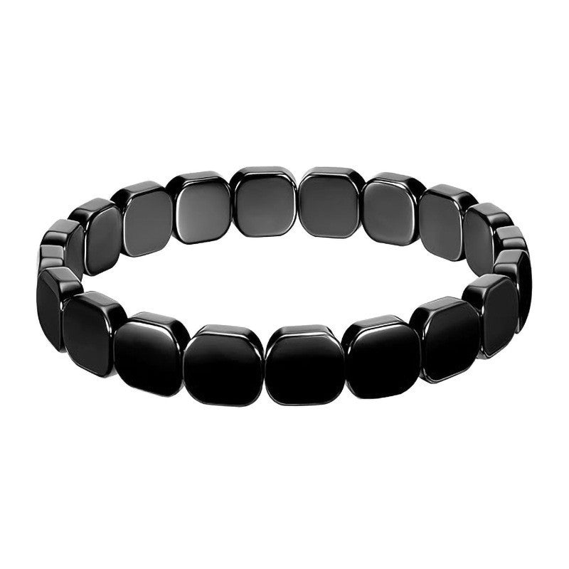 Wholesale Geometric Black Jade Beaded Bracelet,  Unisex Elastic Fashion Accessory