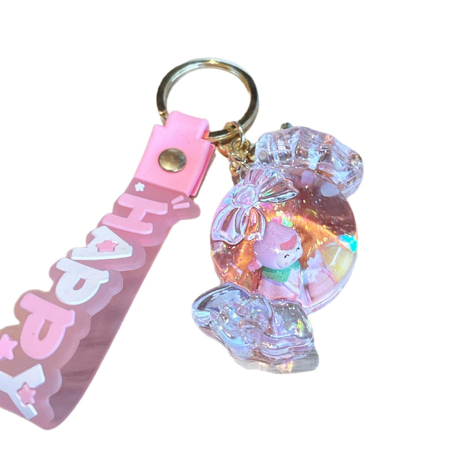 Wholesale Creative Acrylic Quicksand Cute Candy House Girl Keychain