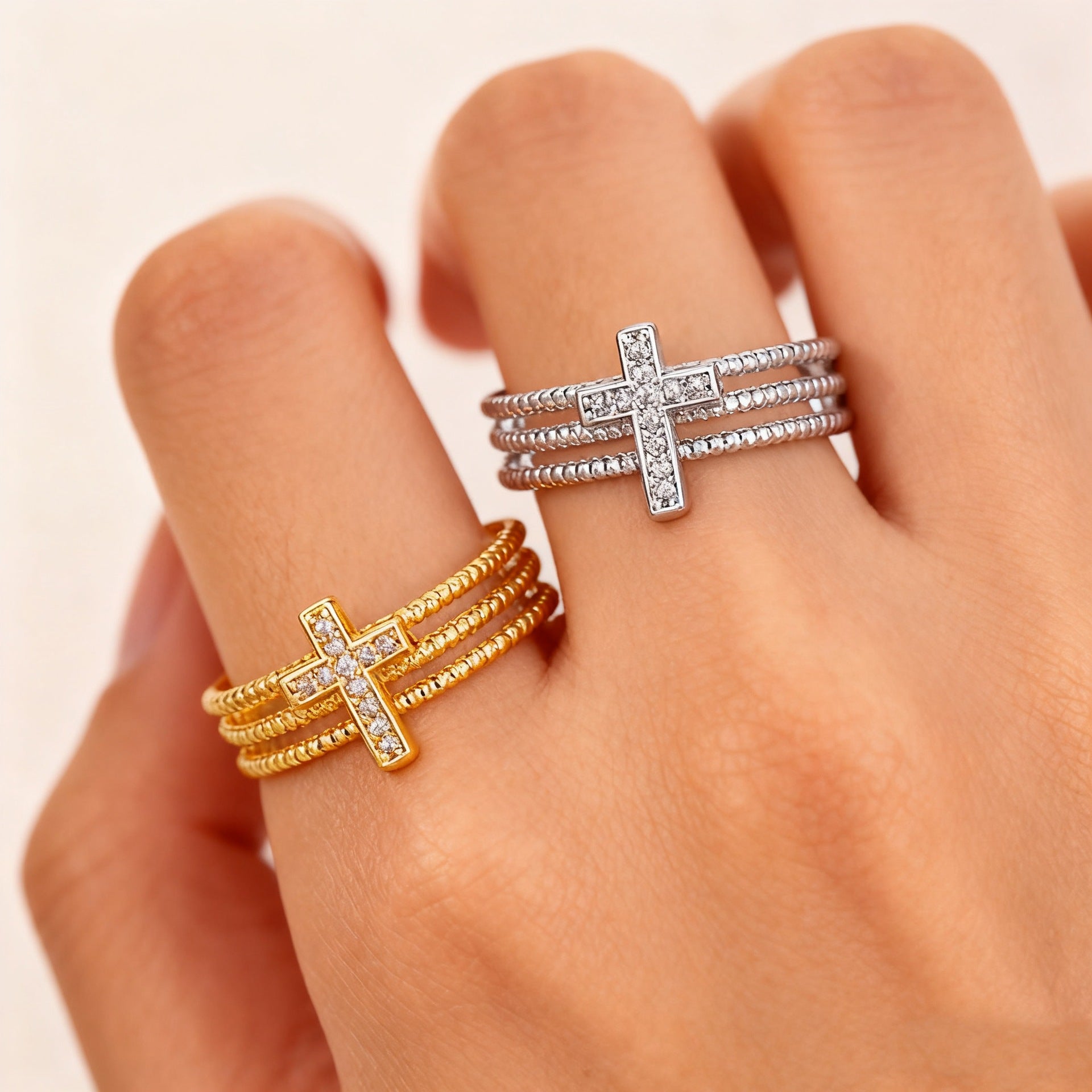 Wholesale  Cross Zircon Open Ring Fashion Accessory for Women