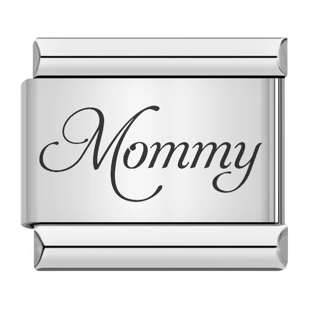 Wholesale Stainless Steel Electroplated Laser-Engraved Mother' s Day Bracelet,  DIY Splicing Elastic Boutique Resale Jewelry