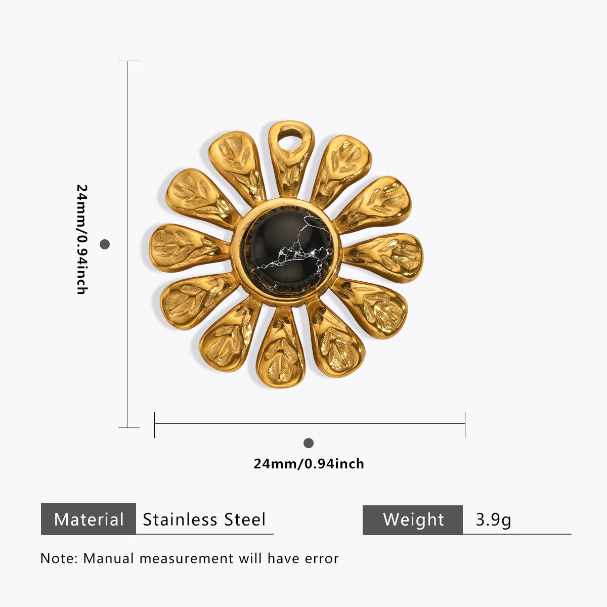 Wholesale 5pcs Stainless steel 18K vacuum plating color  flower pendant
