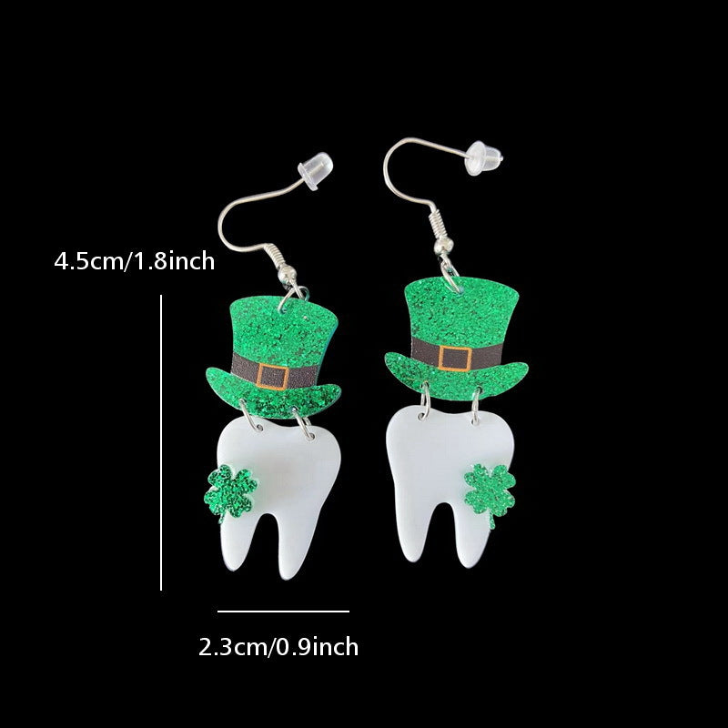 Wholesale Irish Patrick's Day Green Four Leaf Clover Earrings ACC-ES-XueP046