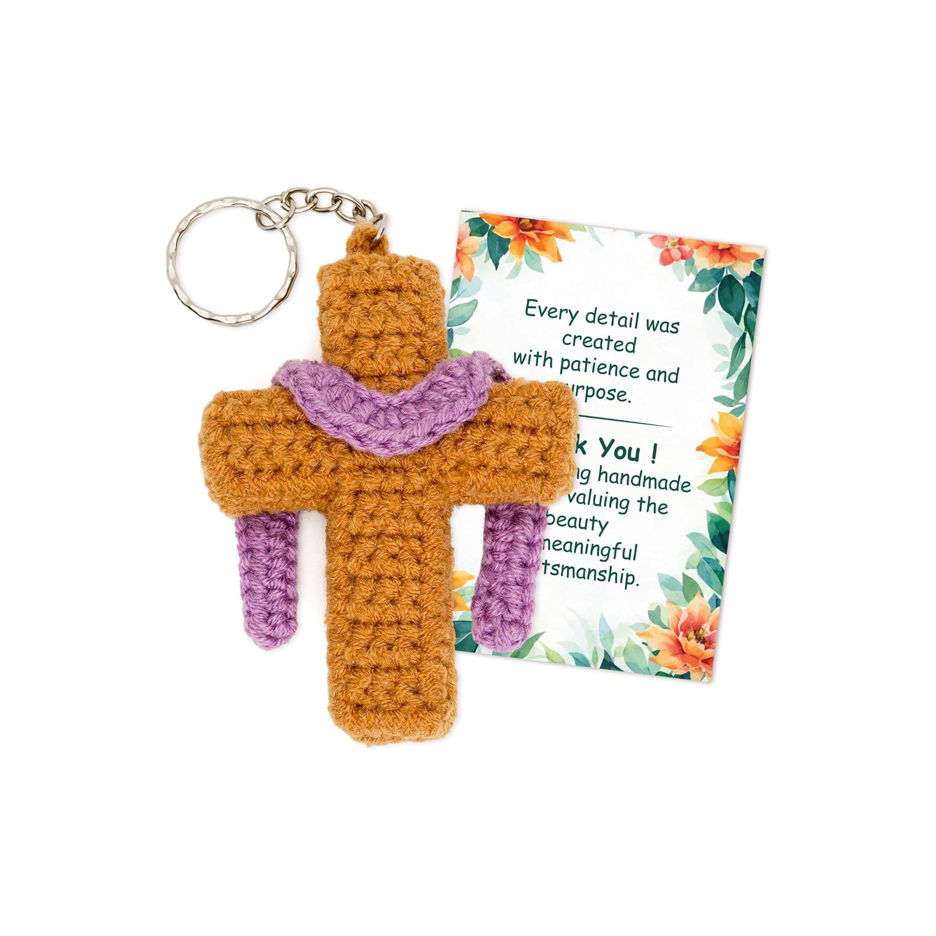Wholesale Handmade Crochet f Cross Keychain,  Wool Yarn,  Silver Ring,  Fashion Accessory
